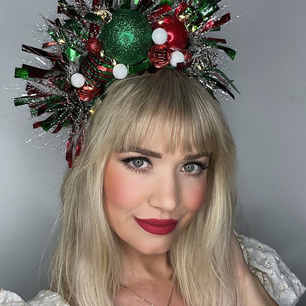 Custom Christmas Headpiece, Holiday Headband, Festive Fascinator