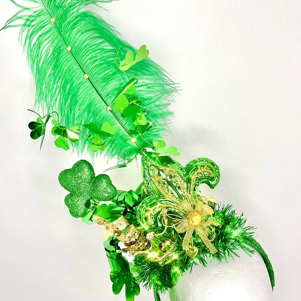 Reigning Queen of St. Patrick’s Day Headpiece, Headband, Fascinator, Carnival, Showgirl or Burlesque