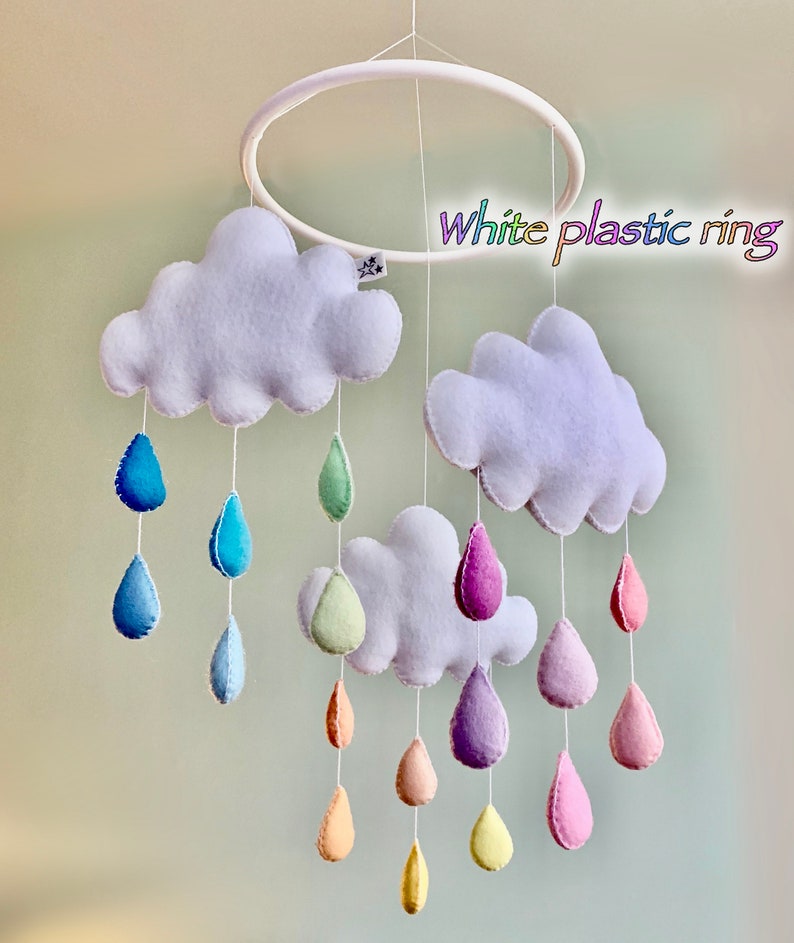 Rainbow baby mobile Cloud nursery mobile Rainbow mobile Etsy