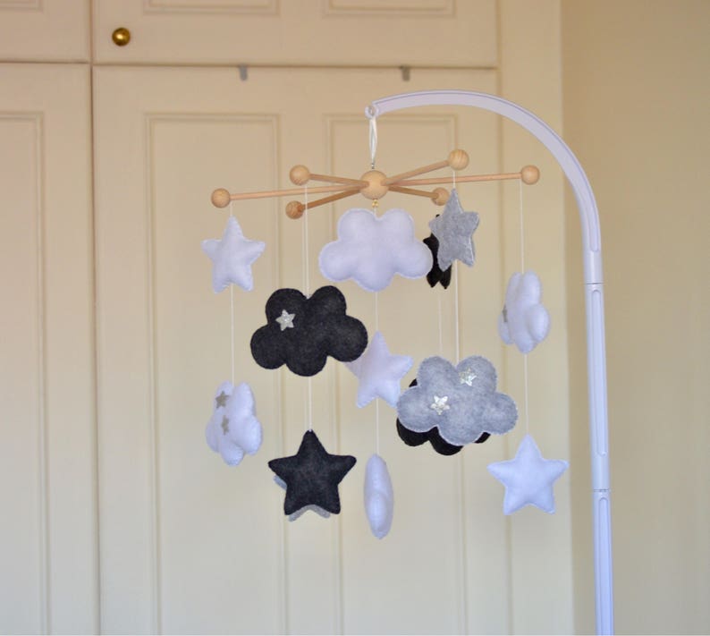 Monochrome Mobile Baby Mobile Cloud Mobile Cloud Baby Etsy