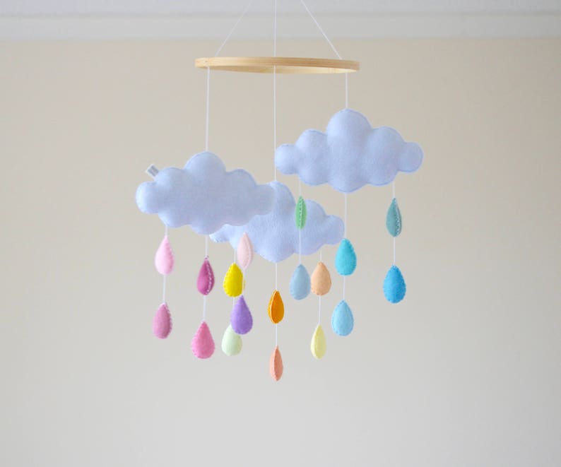 Rainbow Baby Mobile Cloud Nursery Mobile Rainbow Mobile Etsy