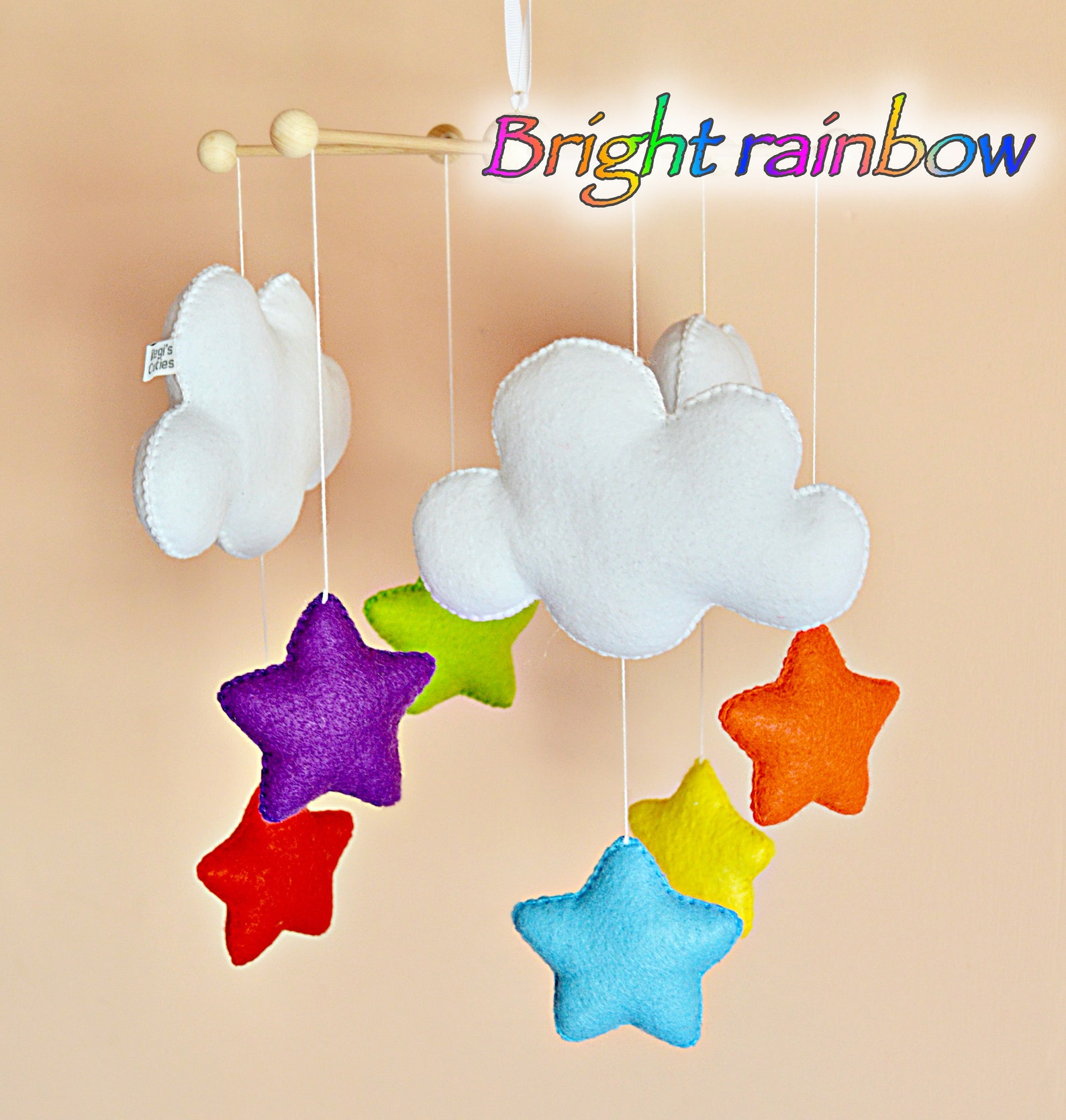 Rainbow Baby Mobile Cloud Nursery Mobile Pastel Rainbow Etsy