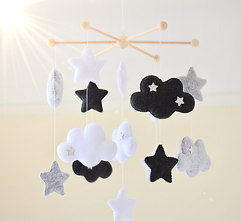Monochrome Mobile Baby Mobile Cloud Mobile Cloud Baby Etsy