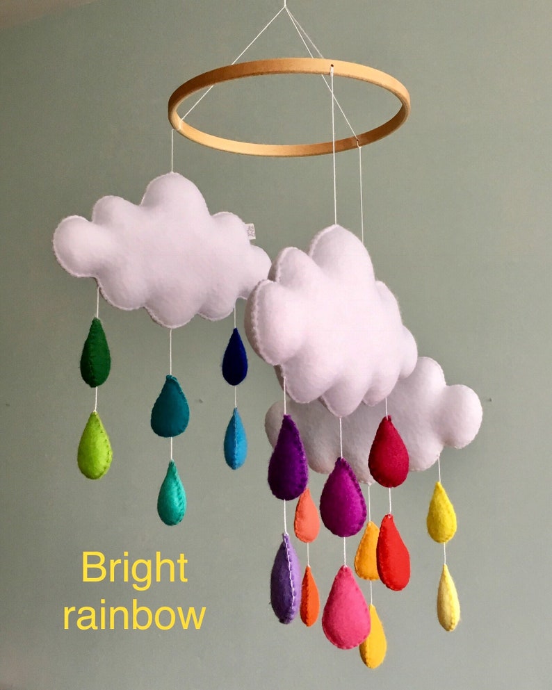 Rainbow Baby Mobile Cloud Nursery Mobile Rainbow Mobile Etsy