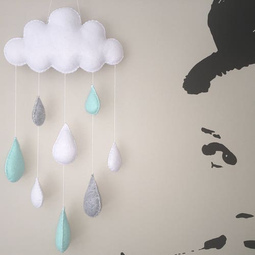 Cloud Baby Mobile Cloud Nursery Decor Cloud Wall Decor Mint Etsy