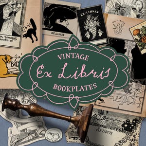 Huge Bundle of Vintage Ex Libris Bookplates | Digital Download PNG & SVG | Antique Book Label Clip Art Graphics | Printable Art for Crafters