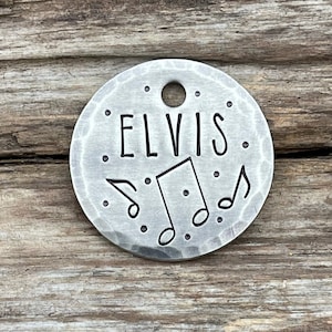 Dog Tag, Dog Tags for Dogs, The King, Music Notes, Music Dog Tag, Pet Id Tag, Personalized Dog Tag, Musical, Collar Tag, Metal Hounds