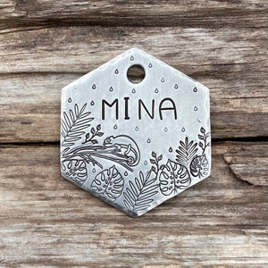 Dog Tag, Dog Tags for Dogs, Dog Tags, Pet Id Tag, Jungle Chameleon, Personalized Dog Tag, Lizard Tag, Stars, Dog Collar Tag