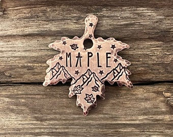 Maple Leaf Dog Tag, Dog Tags for Dogs, Dog Tag Personalized, Stars and Mountains, Custom Pet Tag, Collar Tag, Starlight Mountain Maple