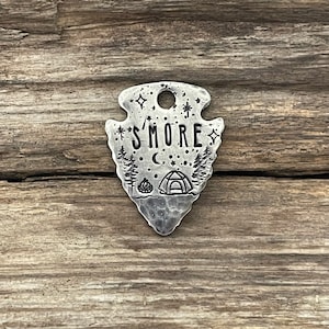 Mini Arrowhead, Dog Tag, Dog Tag for Dogs, Dog Tags, Dog Tag, Mini Campground, Personalized, Camp Fire, Tent, Metal Hounds Mini, 1” x 3/4”