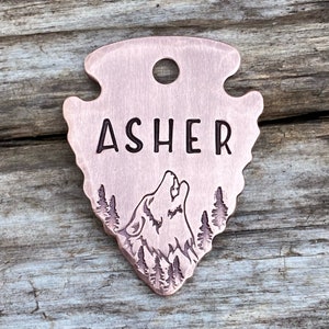 Dog Tag, Dog Tag for Dogs, Dog Tags, Arrowhead Dog Tag, Medium Arrowhead, The Lone Wolf, Personalized Dog Tag, Special Cut, 1 1/2 x 1 1/8”