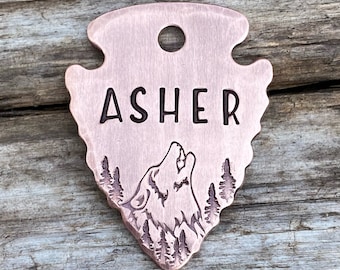 Dog Tag, Dog Tag for Dogs, Dog Tags, Arrowhead Dog Tag, Medium Arrowhead, The Lone Wolf, Personalized Dog Tag, Special Cut, 1 1/2 x 1 1/8”