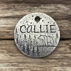 Dog Tags, Dog Tags for Dogs, Dog Tag with Bears, The Colorado, Pine Trees, Hand Stamped Pet ID Tag, Personalized Dog Tag, Metal Hounds