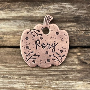 Dog Tag, Dog Tag for Dogs, Dog Collar Tag, Pet ID Tag, Personalized Dog Tag, Special Cut Pumpkin, Halloween Pet Tag, Flower Dog Tag