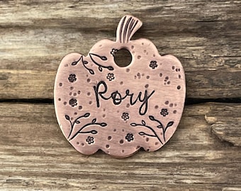 Dog Tag, Dog Tag for Dogs, Dog Collar Tag, Pet ID Tag, Personalized Dog Tag, Special Cut Pumpkin, Halloween Pet Tag, Flower Dog Tag