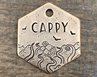 Dog Tags, Dog Tags for Dogs, Pet ID Tag, Custom Dog Tag, Pet Supplies, Hand Stamped Tag, The Kraken, Metal Hounds