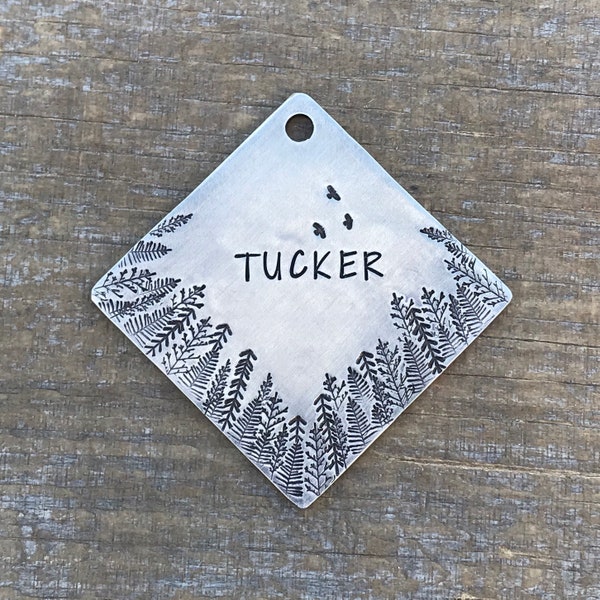 Dog Tags for Dogs, The View, Personalized Dog Tag, Dog Tags, Dog Tag, Trees and Birds, Pet Id Tag, Hand Stamped Dog Tag