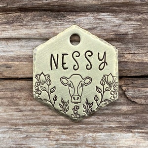 Pet Tag, Dog Tag Personalized, Cow Tag, Dog Tags for Dogs, Dog Tags, Pet Id Tag, Custom Dog Tag, Flower, Cow, The Jersey