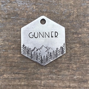 Dog Tags for Dogs, Pet Id Tag, Dog Tag Personalized, Trees, Mountain Dog Tag, Collar Tag, Dog Gift, The Mountain
