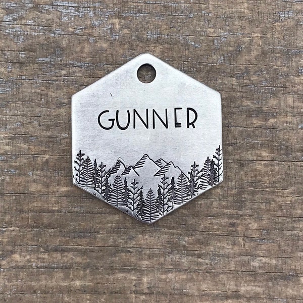 Dog Tags for Dogs, Pet Id Tag, Dog Tag Personalized, Trees, Mountain Dog Tag, Collar Tag, Dog Gift, The Mountain
