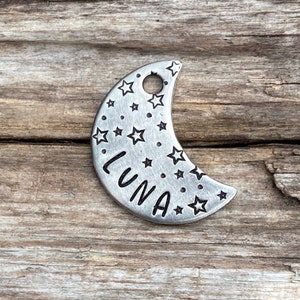 Dog Tags for Dogs, Star Bright Moon, Hand Stamped Pet ID Tag, Moon Dog Tag, Collar Tag, Personalized, Pet Tag, Cat Tag