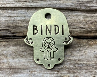 Dog Tag for Dogs, Dog Tag, Hamsa Shaped Dog Tag, Custom Dog Tag, Personalized Dog Tag, Pet Id Tag, The Double Hamsa