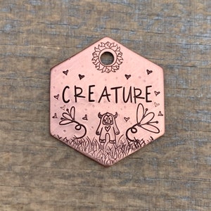 Placa de identificación para perros, placa de identificación para perros con diseño floral, placa de identificación para mascotas, The Love Monster, placa de identificación para perros, placa de identificación para perros personalizada, placa de identificación para mascotas personalizada