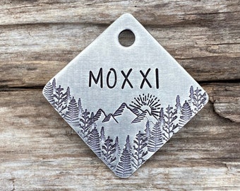 Dog Tag, Fenix Rise, Dog Tags for Dogs, Dog Tags, Pet Id Tag, Personalized Dog Tag, Mountain Trees Tag, Metal Hounds