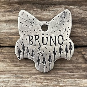 Pet ID Tag, Fox Dog Tag, Dog Tag for Dogs, Dog Tag, Collar Tag, Hand Stamped, Custom Personalized, Fox Pet Tag, LARGE Pet Tag, The Wilder