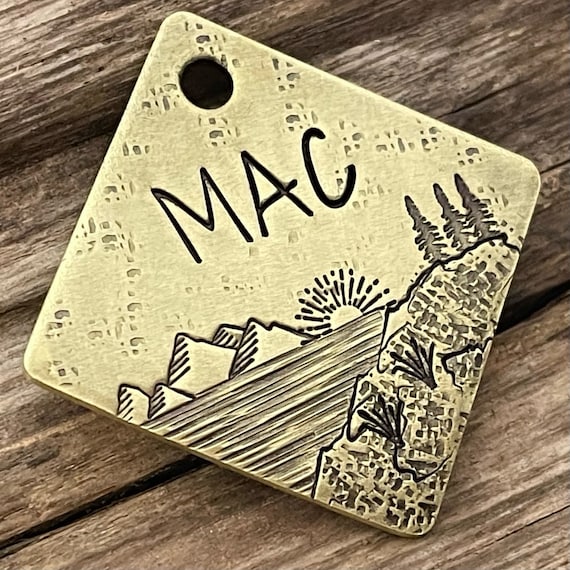 Custom Engraved Rustic Patina Gold Stainless Steel Dog Tag Medical