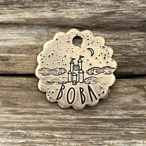 Mini Dog Tag, Dog Tag for Dogs, Dog Tag, Cat Tag, Kitty Tag, Mini Sky Castle Tag, Custom Dog Tag