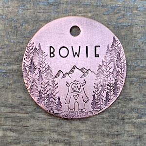Dog Tag, Dog Tags for Dogs, Hand Stamped Pet ID Tag, Collar, Dog Tags, Trees, Personalized Dog Tag, Wild Monster Mountain, Metal Hounds