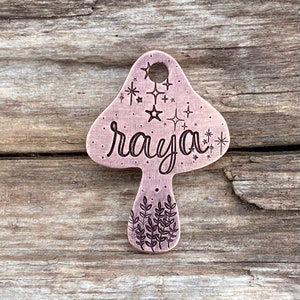 Placa de identificación para perros, hongo de Raya, placas de identificación para perros, placa de identificación personalizada, placa de identificación para mascotas, placa de identificación personalizada, Metal Hounds, placa para collar