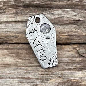 Coffin Dog Tag, Dog Tag, Dog Tag for Dogs, Dog Tags, Pet Tag, Special Cut, Personalized, Custom, Pet ID Tag, Spooky, Halloween