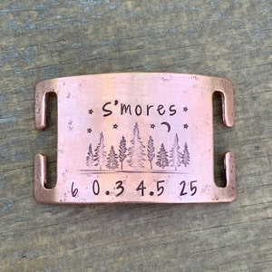 Collar Slide, Harness ID Tag, Dog, Dog Tags for Dogs, Pet ID, Dog Tag, Smores Night, Adventure Dog, Moons, Trees, Thick 14 gauge