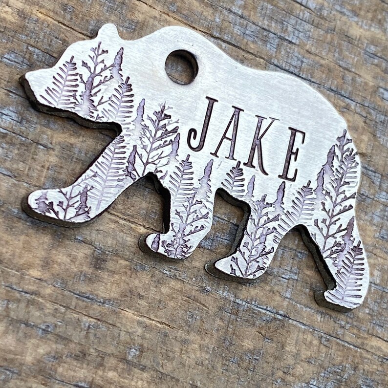 bear shaped dog tag