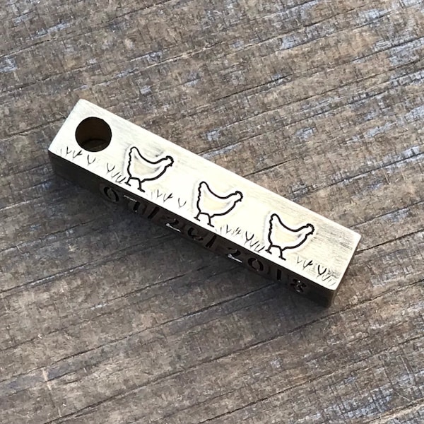 Dog Tag, Bar Dog Tag, The Chicken Bar Tag, Stick Dog Tag, Hand Stamped Dog Tags, Dog Tags, Pet ID Tag, Metal Hounds