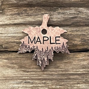 Haustier-ID-Tag, Ahornblatt, Hundemarke, Hundemarken für Hunde, Ahorn Landung, personalisierte Hundemarke, benutzerdefinierte Hundemarke, handgestempelte Haustiermarke