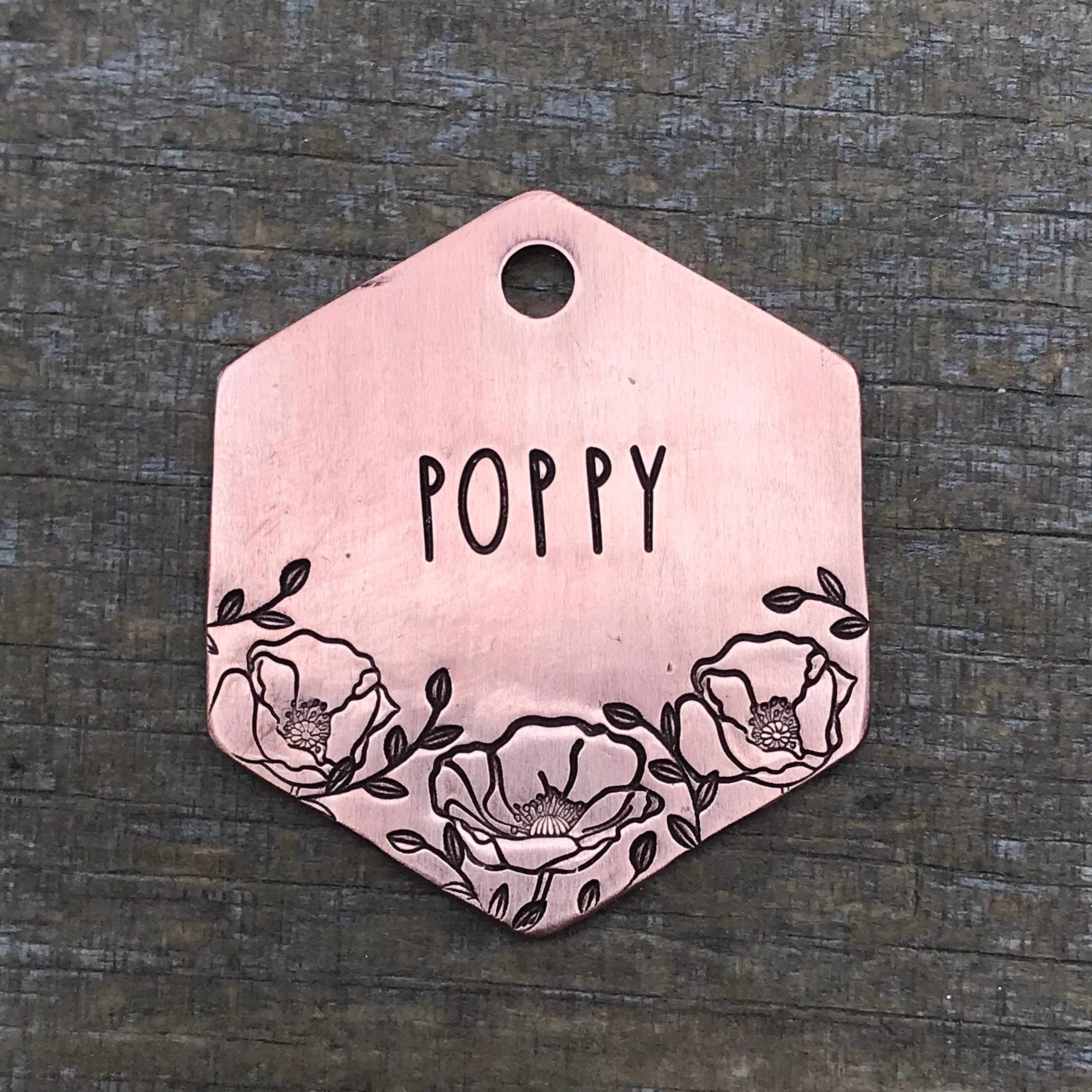 floral dog tag