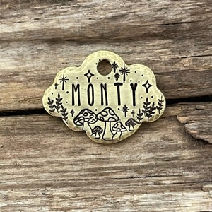 Mini medaglietta per cani, medaglietta per cani, medagliette per cani, medaglietta identificativa per gatti, mini fungo atomico, personalizzata, mini segugi in metallo, 1 x 3/4"