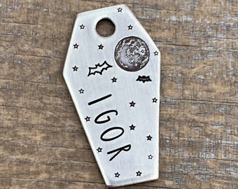 Dog Tag, Dog Tag for Dogs, Dog Tags, Pet Tag, Special Cut, Coffin Dog Tag, Personalized Pet ID, Custom, Unique Pet Tag