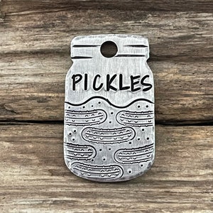 Pickle Dog Tag, Dog Tag for Dogs, Jar Shaped Dog Tag, Unique Dog Tag, Personalized, Pickle Jar, Cat Tag