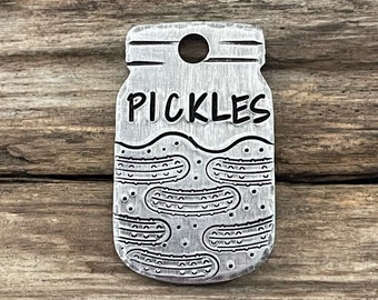 Pickle Dog Tag, Dog Tag for Dogs, Jar Shaped Dog Tag, Unique Dog Tag, Personalized, Pickle Jar, Cat Tag