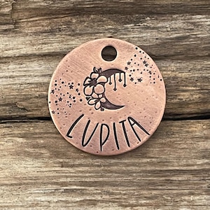 Dog Tag Personalized, The Boho Flower Moon, Dog Tags for Dogs, Dog Tags, Pet Id Tag, Custom Dog Tag, Boho Moon, Flower Moon