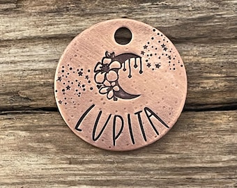 Dog Tag Personalized, The Boho Flower Moon, Dog Tags for Dogs, Dog Tags, Pet Id Tag, Custom Dog Tag, Boho Moon, Flower Moon