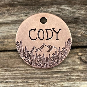Dog Tag for Dogs, Pet ID Tag, Dog Tag Personalized, Cat ID, Mountain Trees Dog Tag, Custom Collar Tag, Puppy Tag, Gift for Pet, The Mountain