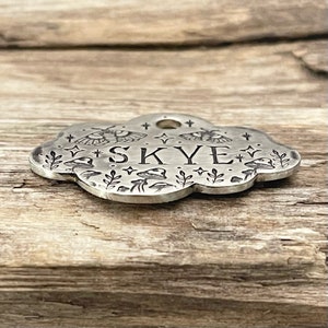 Cloud Dog Tag, Mushroom Stars Floral, Dog Tag for Dogs, Personalized Collar Tag, Cicada Moth, Pet Lover Gift, Nature Lover Gift, Dog Gift image 3