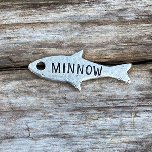 Mini Dog Tag, Dog Tag for Dogs, Dog Tags, Dog Tag, Mini Fish, Personalized, Metal Hounds Mini, The Minnow, 3/4” x 1/2”