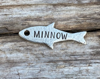 Mini Dog Tag, Dog Tag for Dogs, Dog Tags, Dog Tag, Mini Fish, Personalized, Metal Hounds Mini, The Minnow, 3/4” x 1/2”