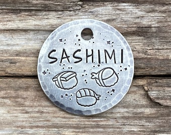 Erkennungsmarke, Erkennungsmarke für Hunde, Erkennungsmarke, Sushi Hundemarke, Haustiermarke, Der Sashimi, personalisierte Hundemarke, Sushi, Hundehalsbandmarke